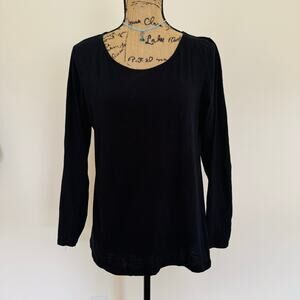 H&M Basic Womens Black Cotton Scoop Neck Long Sleeve Tee Shirt Size Large